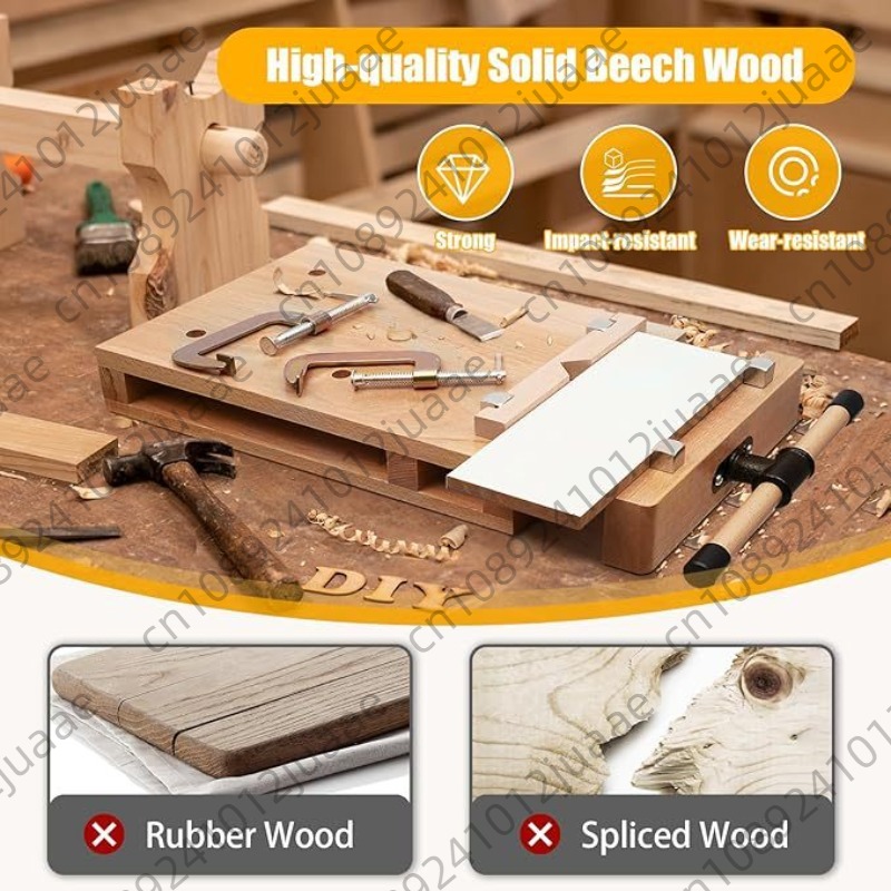 Woodworking Bench Vise - โต๊ะทำงานไม้เนื้อแข็งพร้อมตัวจับยึดและอุปกรณ์เสริม G-Fixtures