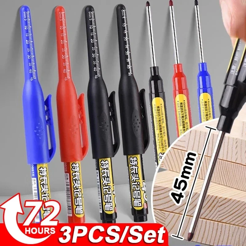 Woodworking Drill - ปากกามาร์คเกอร์กันน้ำหัวยาว 45 มม. สำหรับงานเจาะรูอเนกประสงค์ ใช้ในห้องน้ำ งานไม้