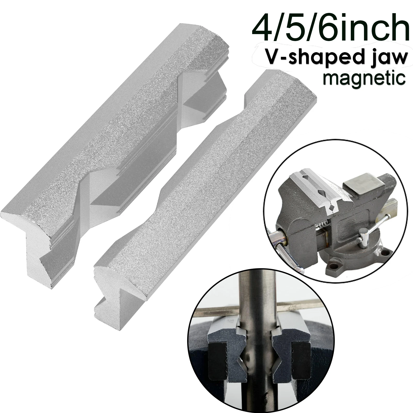 Woodworking Bench Vise - แผ่นป้องกันปากจับแม่เหล็กแบบ V ขนาด 4/5/6 นิ้ว วัสดุอลูมิเนียมอัลลอยด์อเนกประสงค์