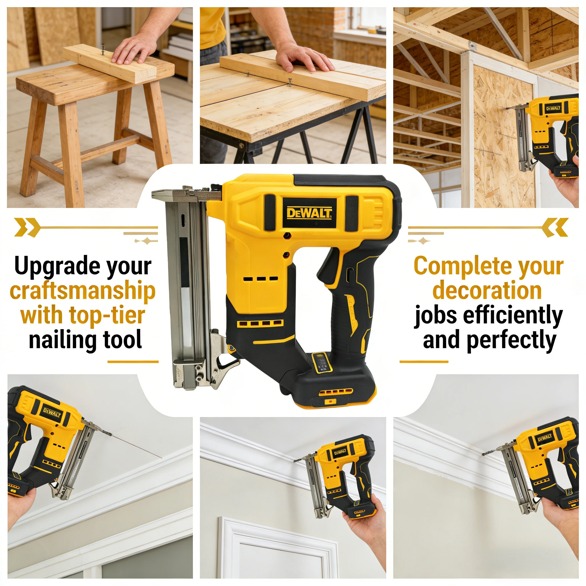 Woodworking Nail Gun - ปืนยิงตะปูไร้สาย DEWALT Compact 18 เกจ: เครื่องมือมืออาชีพสำหรับงานตัดแต่งและโครงสร้างที่แม่นยำ
