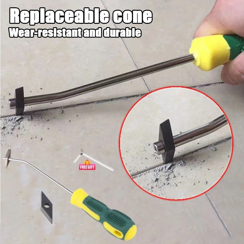 Woodworking Hammer - เครื่องมือทำความสะอาดยาแนวกระเบื้องเซรามิกแบบเปลี่ยนได้ หัวเจาะทำความสะอาดร่องกระเบื้องเหล็กทังสเตน สำหรับทำความสะอาดรอยต่อพื้นผนังและซีเมนต์