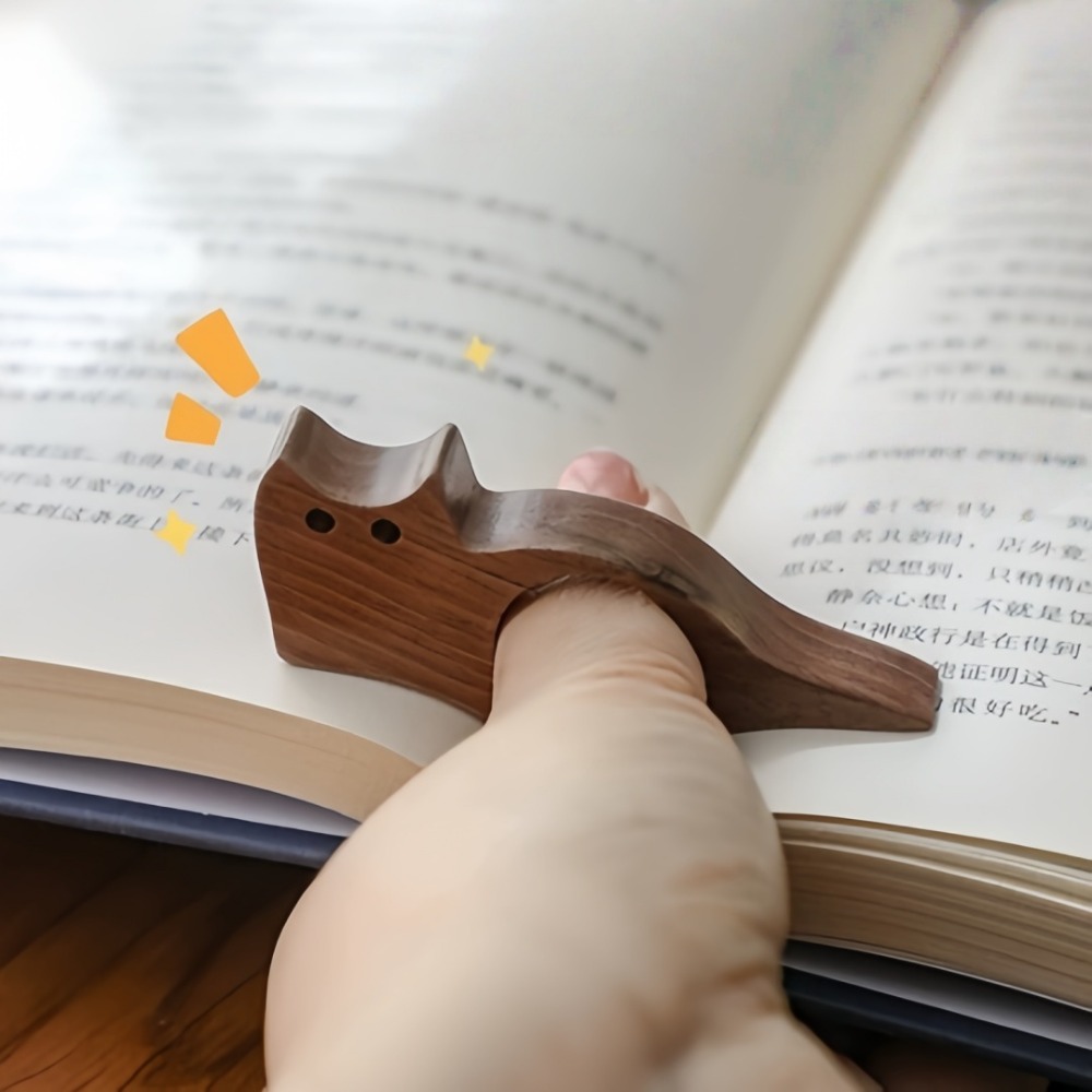 Woodworking School - ที่คั่นหนังสือไม้รูปนิ้วโป้งสำหรับแมว สุนัข อ่านหนังสือ แหวนที่คั่นหนังสือ อุปกรณ์การเรียน กันลื่น