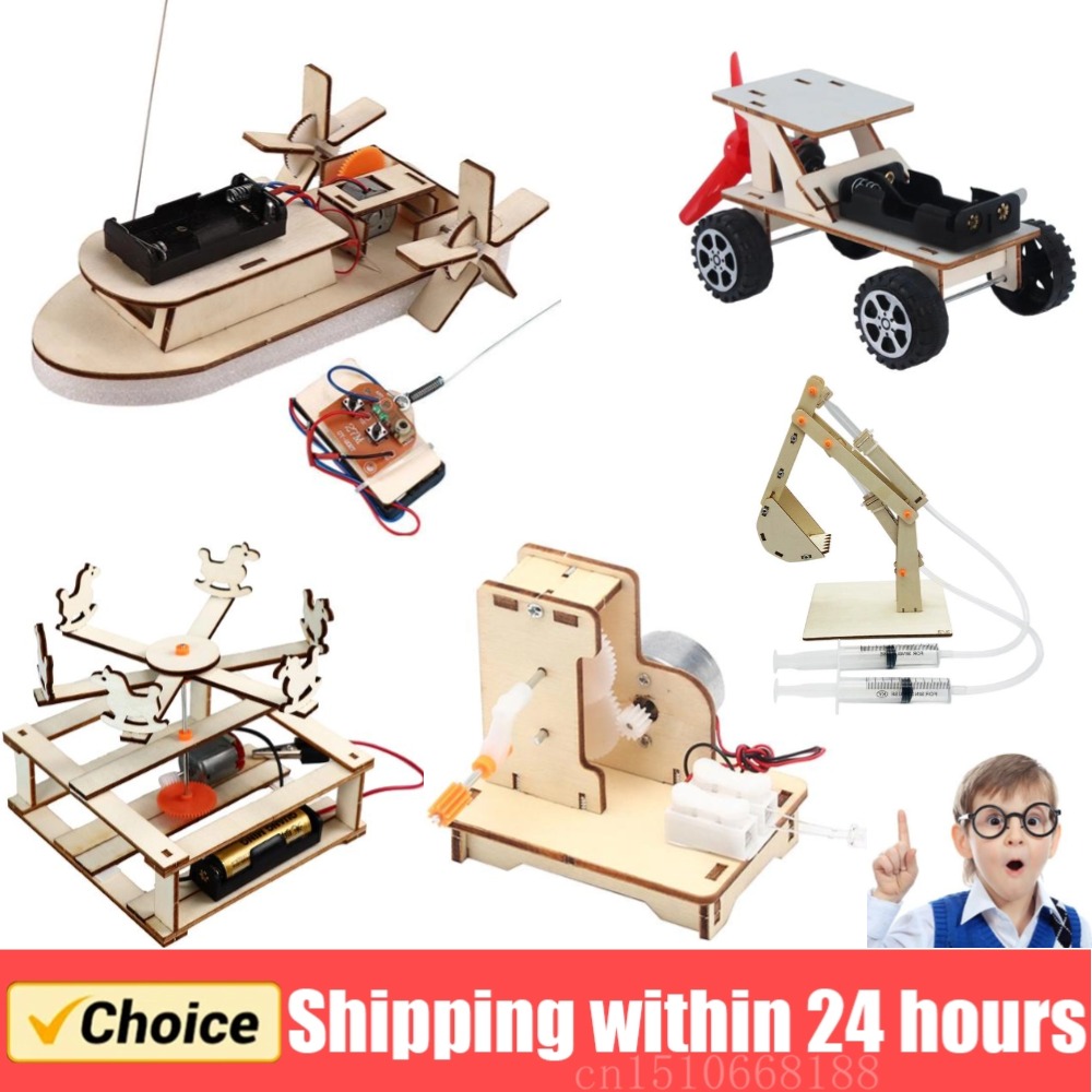 Woodworking Kits For Kids - เรือของเล่นวิทยาศาสตร์แบบทำมือชุดของเล่นเพื่อการศึกษาระบบไฟฟ้าสำหรับเด็กชุดของเล่นเรือไม้ชุดทดลองทางวิทยาศาสตร์ของเล่นประกอบ3D