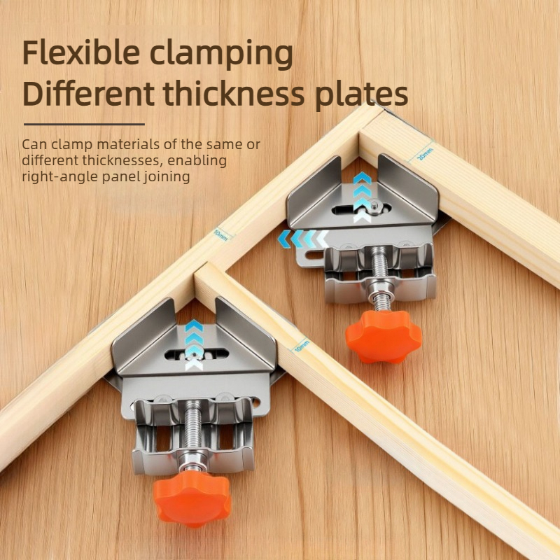 Woodworking Right Angle Clamp - ตัวหนีบมุมเปิด/ปิดสแตนเลส, เครื่องมือหนีบยึดงานไม้แบบรวดเร็ว, ตัวหนีบยึดมุมฉาก 90 องศา