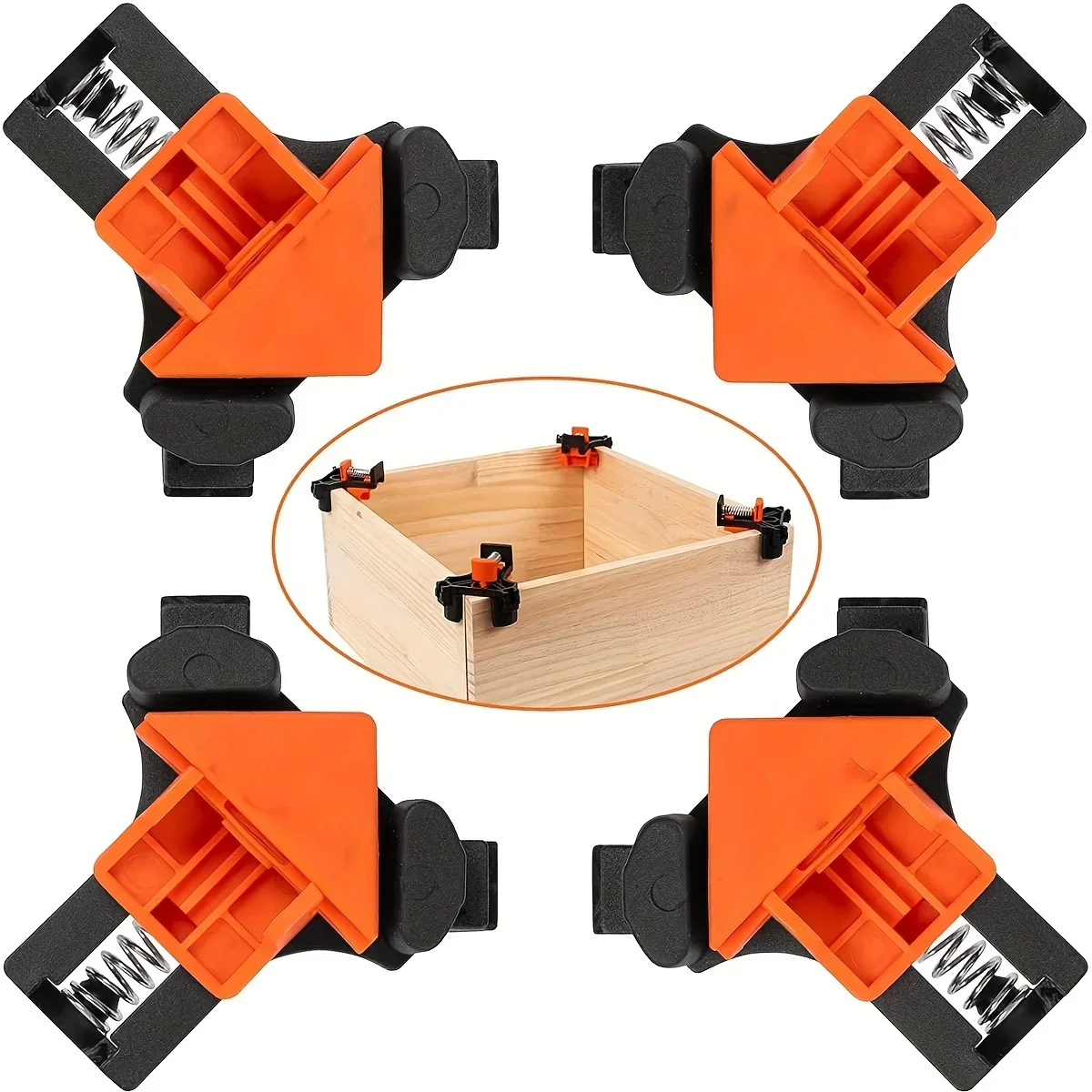 Woodworking Right Angle Clamp - แคลมป์จับยึดงานไม้แบบมุมฉาก 90 องศา ° ตัวล็อคตำแหน่งมุมพร้อมขากรรไกรปรับได้ อุปกรณ์ล็อคเชื่อมแบบรวดเร็ว
