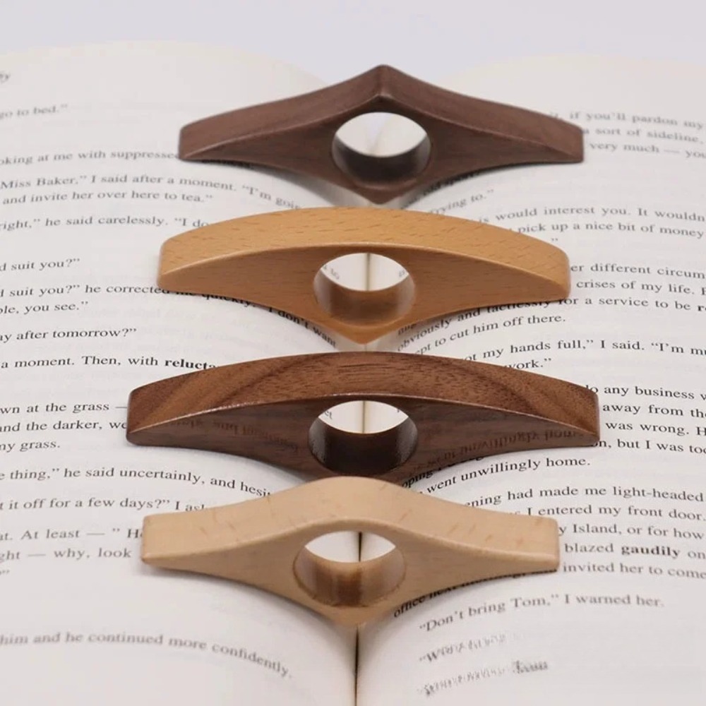 Woodworking School - ที่คั่นหนังสือไม้แท้ ที่หนีบหน้าหนังสือ แหวนนิ้วสำหรับอ่านหนังสือ ที่หนีบหน้าหนังสือแบบวงแหวน ที่คั่นหนังสือแบบพกพา อุปกรณ์สำนักงานและโรงเรียน
