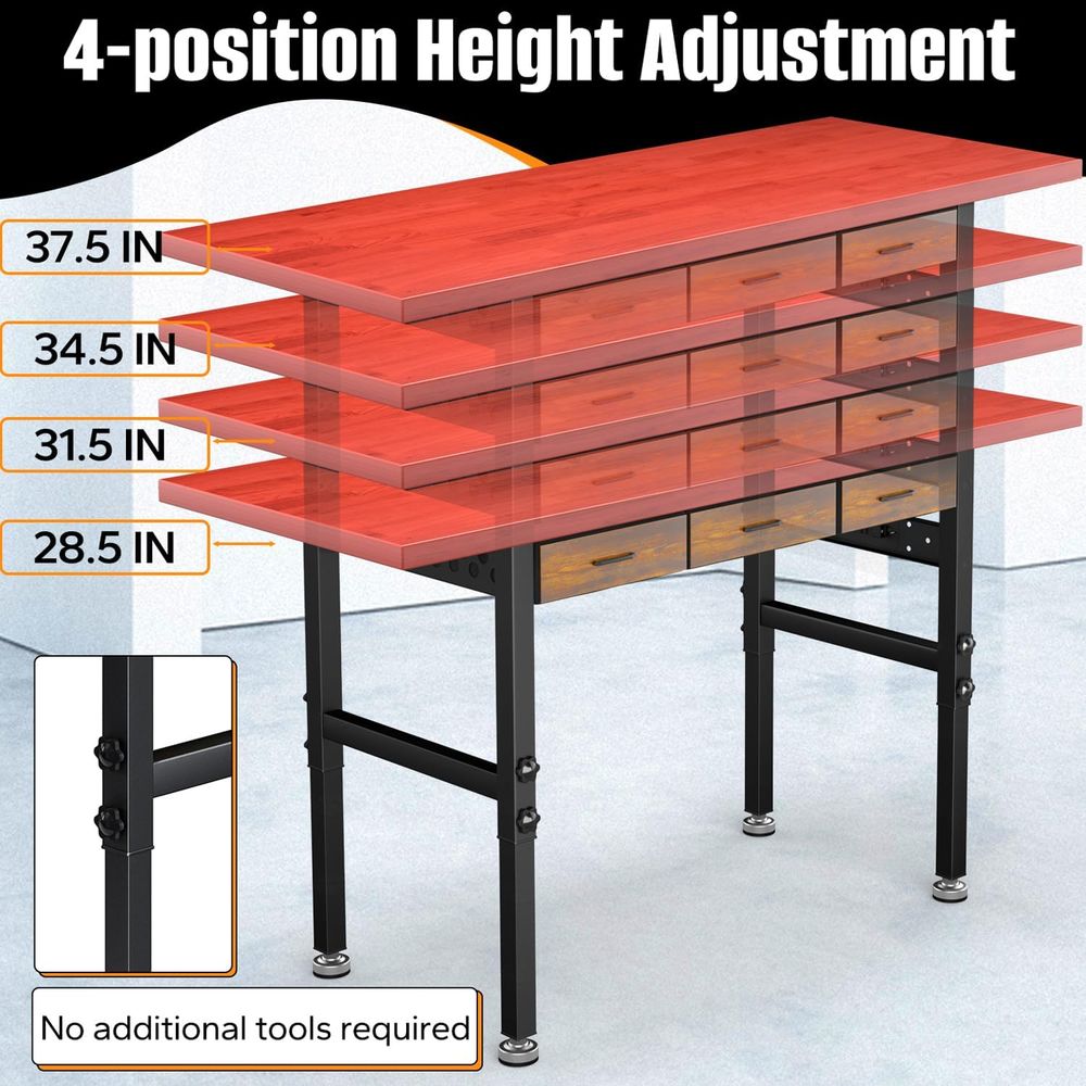 โต๊ะทำงานปรับระดับความสูงได้ 6 - Workbench Woodworking บทวิจารณ์และราคา
