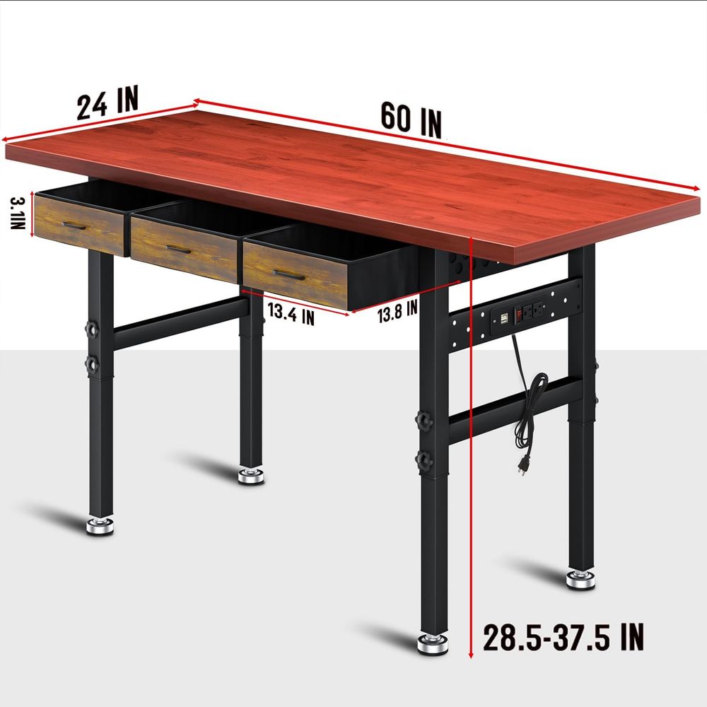 โต๊ะทำงานปรับระดับความสูงได้ 6 - Workbench Woodworking บทวิจารณ์และราคา