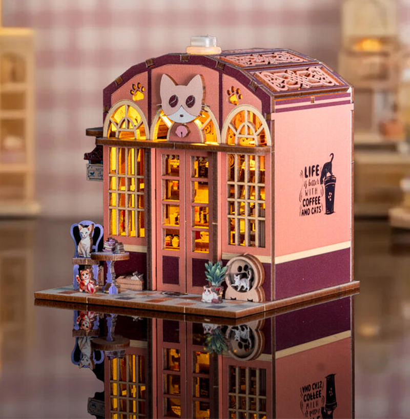 DIY ชุดโมเดลคาเฟ่แมวไม้ขนาดเล็ - Woodworking Kits For Kids บทวิจารณ์และราคา