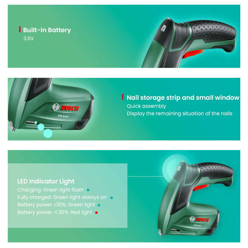ปืนยิงตะปูไร้สาย Bosch PTK 3.6 - Furniture And Woodworking บทวิจารณ์และราคา